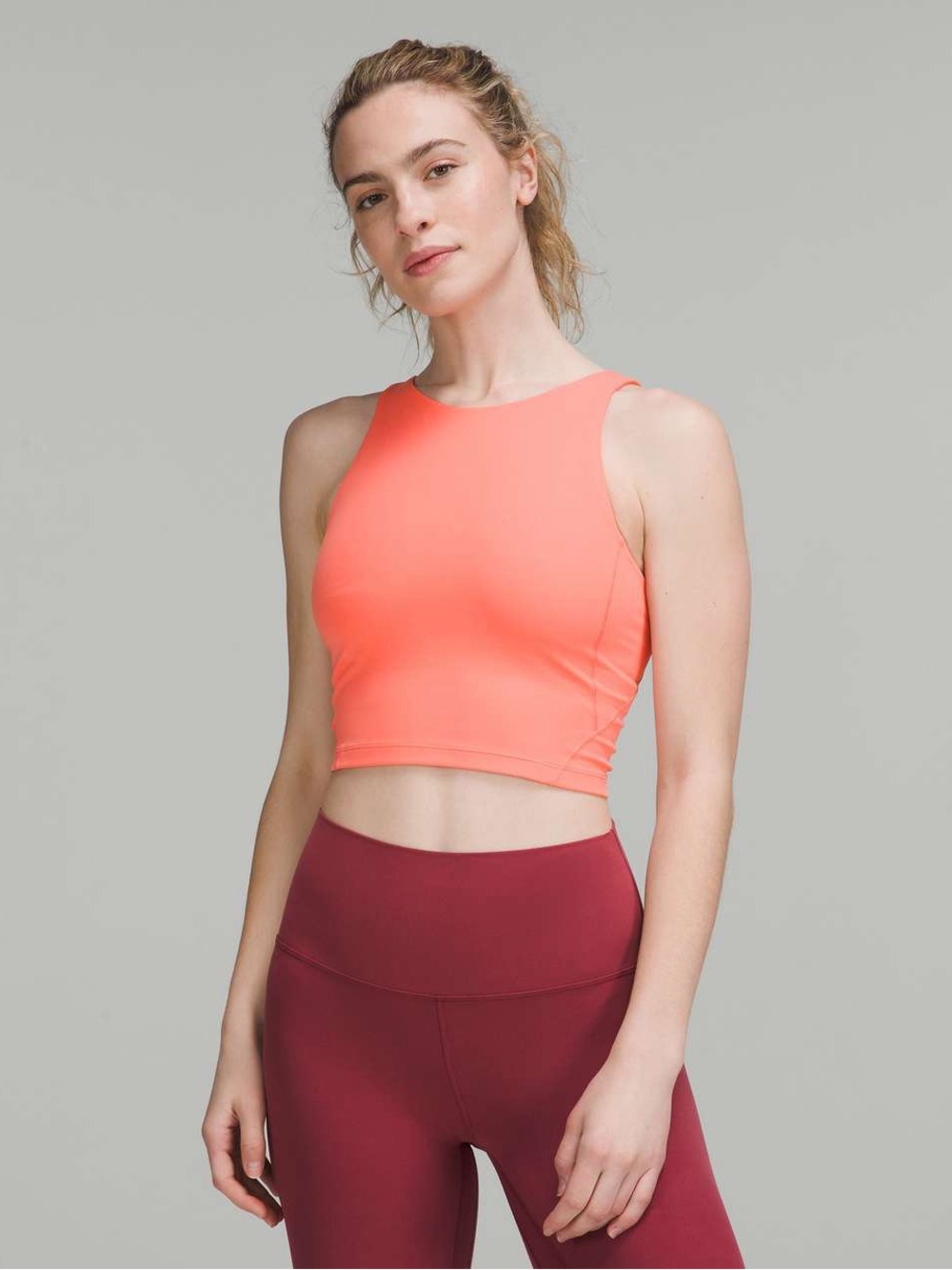 Lululemon Align High Neck Tank Top Coral Built In Bra Women’s Size 2